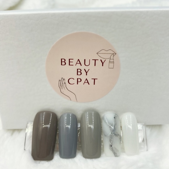 Grey Gradient Marble Sparkle Luxury Press On Nails - Picture 1 of 5